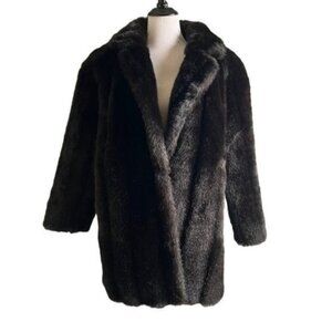 Vintage Jordache Faux Fur Brown Oversized Mob Wife Jacket Made in USA